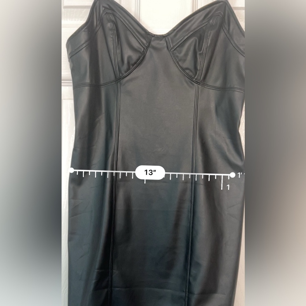 Free People Intimately Black Faux Leather Slip Dress SMALL - Picture 9 of 12